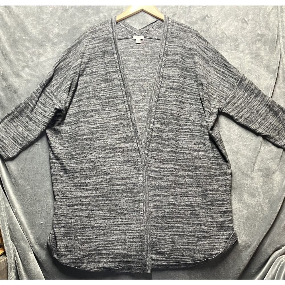 Purejill Linen Blend Cardigan Women XL Gray Open Front Layering Boho Grandmacore